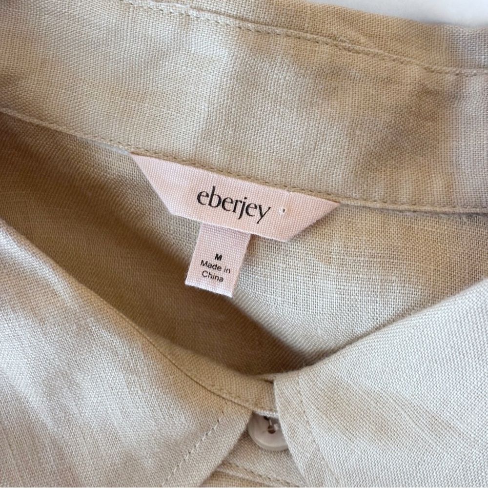 Eberjey Tan Linen Oversized Button Down Shirt Medium Minimalist Summer - Picture 6 of 8